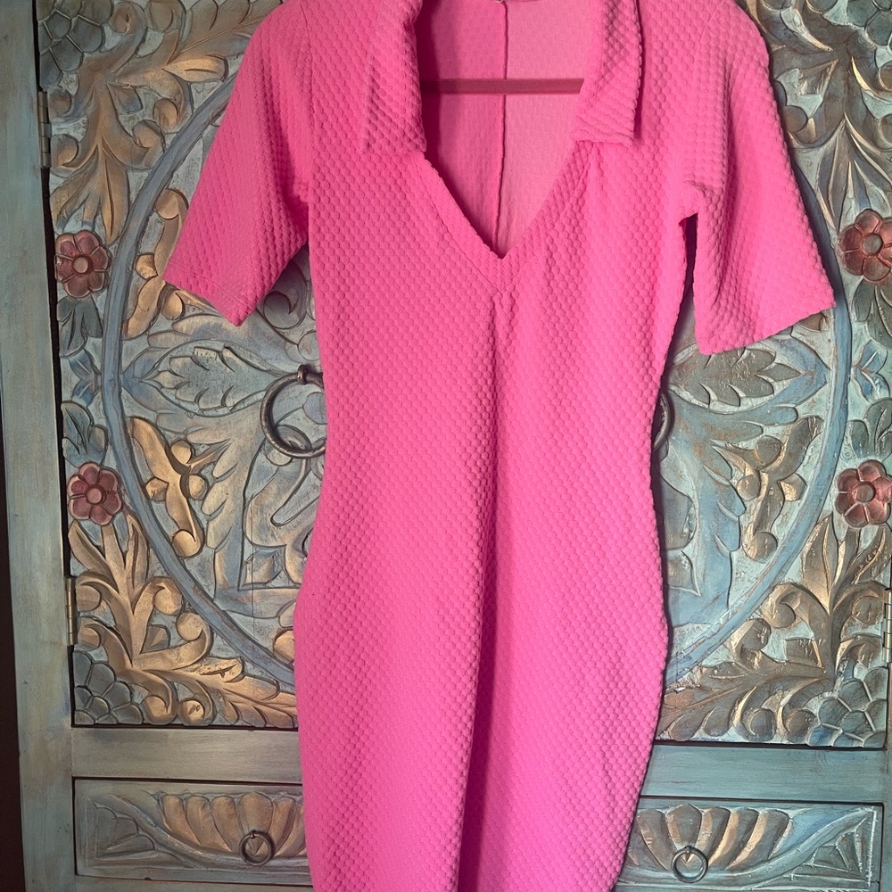 Luli Fama Pink Textured Mini Dress